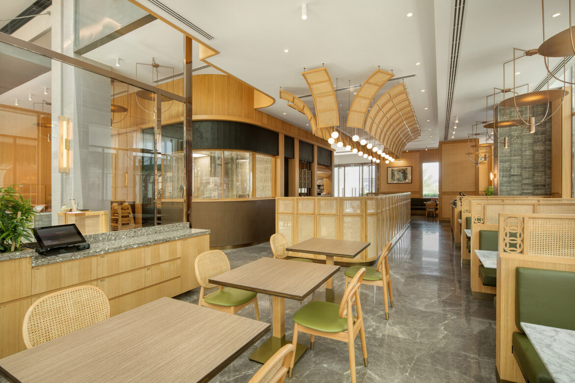 Architectural interior retouching for restaurant space