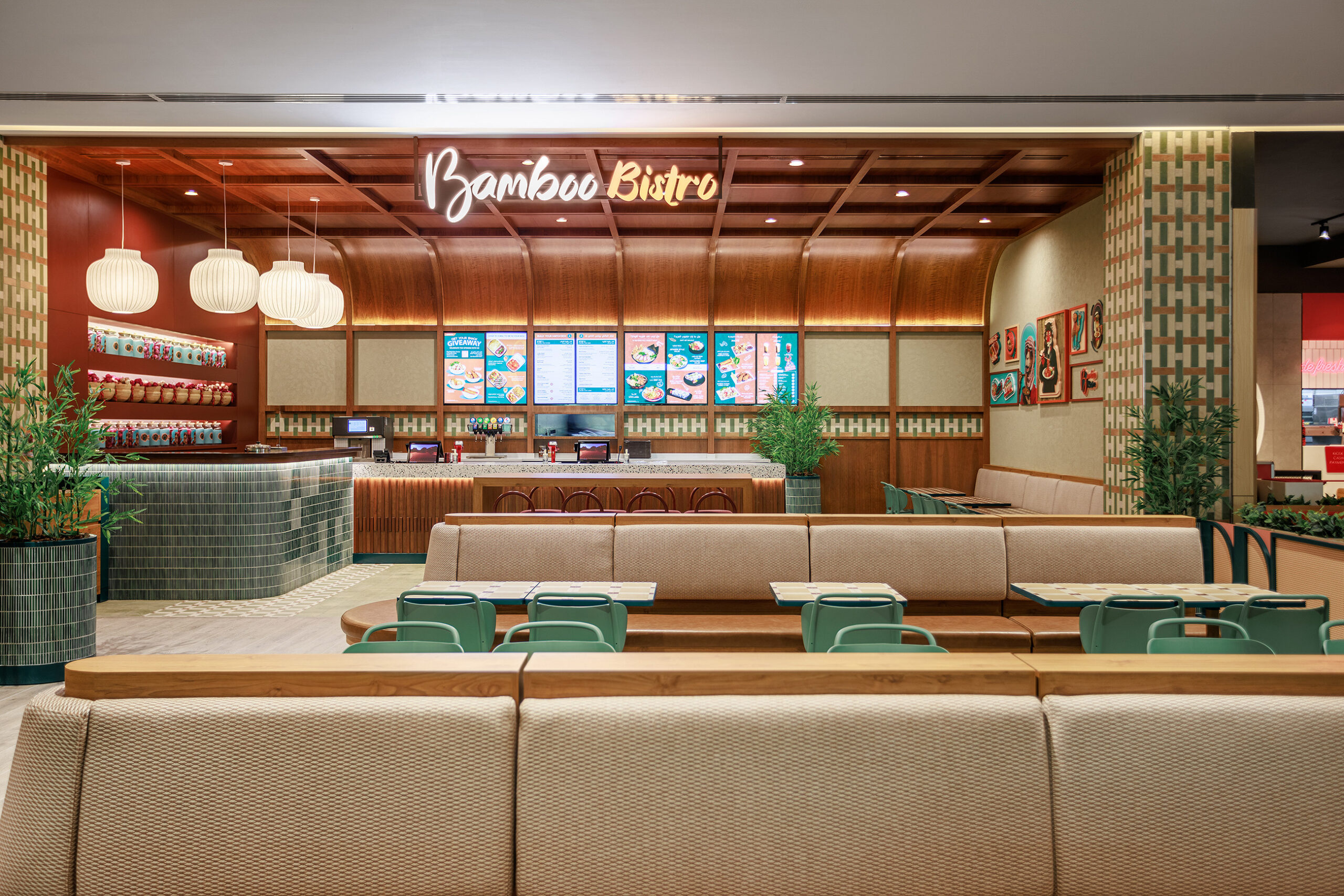 Bamboo Bistro restaurant interior retouching for hospitality photography